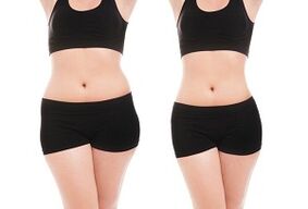 vor und nach dem Training zum Abnehmen an Hüfte und Bauch